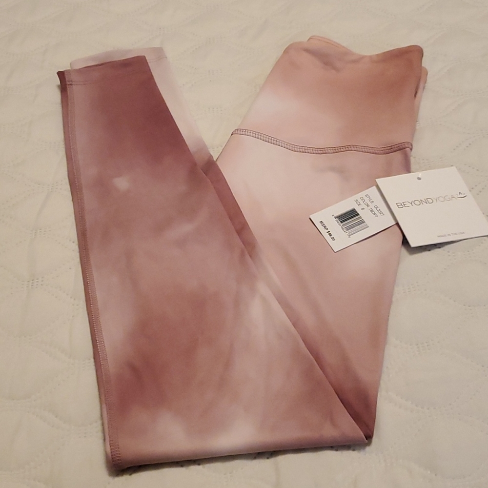 BEYOND YOGA Tie Dye Pale Pink Leggings Size Small